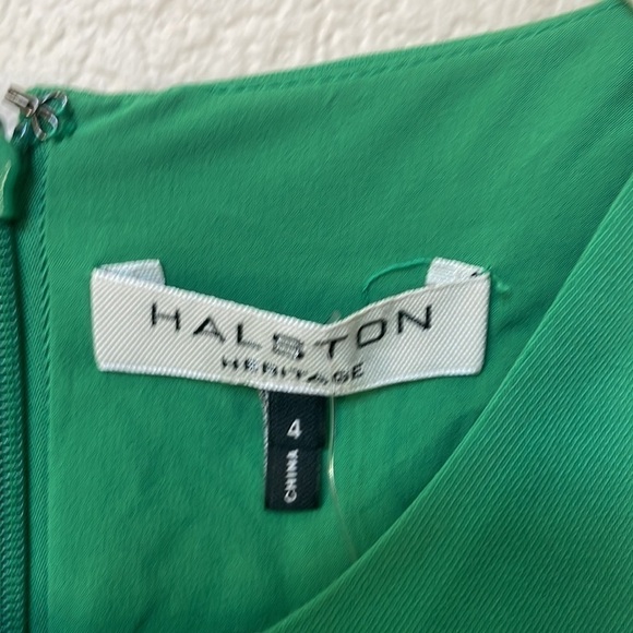 Nwt Halston heritage Sz 4 viridian green swing dress flutter sleeve lined $275 - Picture 4 of 11